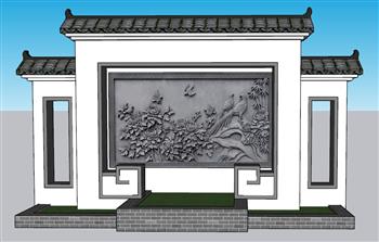 中式景观墙景墙SU模型