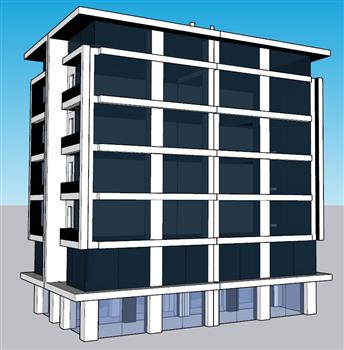 玻璃幕墙建筑酒店SU模型