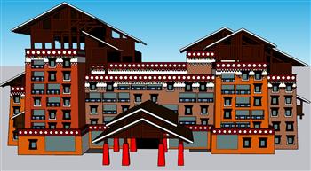 藏式酒店SU模型