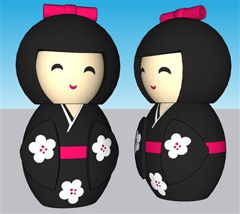 日本娃娃玩偶SU模型