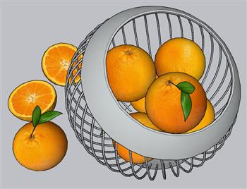 果篮水果盘橙子SU模型