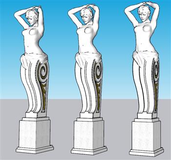欧式女人雕塑雕像su模型(ID34398)