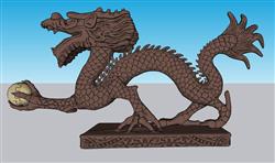中式龙雕塑SU模型