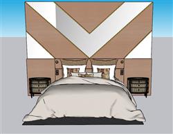 床铺双人床床头柜SU模型