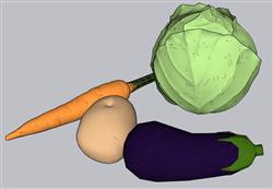蔬菜包菜胡萝卜SU模型