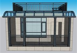 阳光房阳台玻璃窗挡雨棚su模型(ID35168)