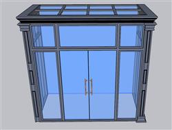 玻璃阳光房阳台玻璃窗玻璃门su模型(ID35172)