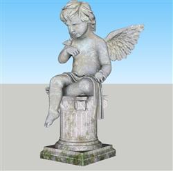 天使小男孩雕塑SU模型