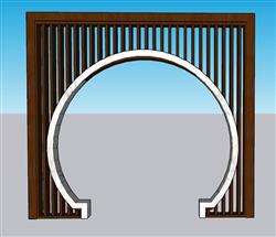 中式木制月亮门拱门su模型免费(ID35549)