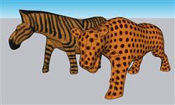 豹子斑马工艺品SU模型
