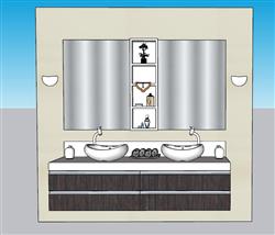 浴室柜洗手池台盆SU模型