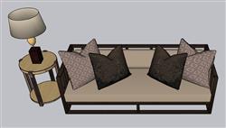 中式沙发桌灯SU模型