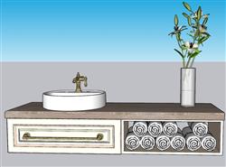 浴室柜洗手池台盆SU模型