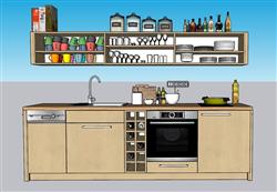 现代厨房橱柜厨具SU模型(ID35856)