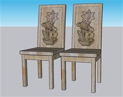 雕花椅子凳子SU模型
