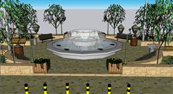 公园喷泉水池SU模型