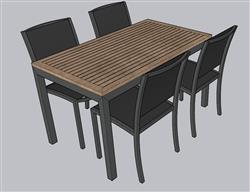 木制餐桌椅SU模型