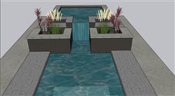 流水景观水池SU模型