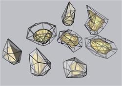 创意水晶砖石SU模型