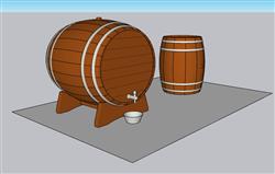 木质酒桶SU模型