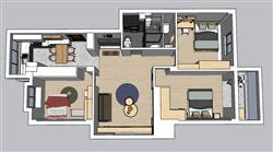 小户型公寓家装SU素材模型(ID36543)