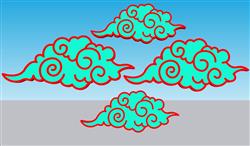中式祥云装饰云朵SU模型(ID36587)