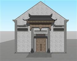 中式古建筑飞檐屋檐门头瓦片草图模型(ID36801)