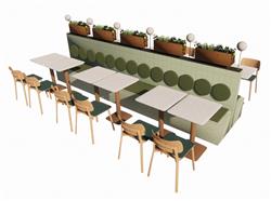 北欧餐桌椅卡座SU模型