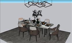 餐厅餐桌餐椅SU模型