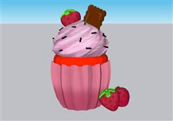 草莓冰淇淋冰激凌SU模型