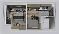 单身公寓室内空间草图模型库(ID37264)