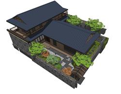 日式民宿庭院SU模型