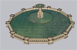 喷泉泉水水池SU模型