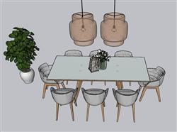 餐桌椅吊灯SU模型