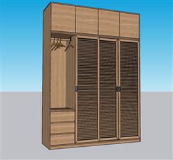 实木衣柜家具SU模型