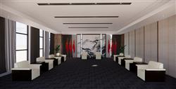新中式会议室接待室SU模型