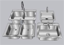不锈钢水槽洗菜池草图模型(ID40107)
