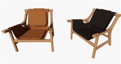 木质扶手椅椅子SU模型