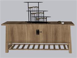 中式玄关柜边桌柜草图模型(ID40367)