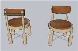 原木椅子坐凳SU模型