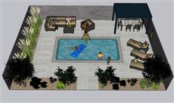 庭院游泳池SU模型