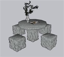 石桌石凳草图模型(ID40465)