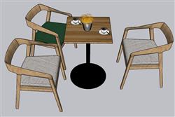 咖啡桌咖啡椅SU模型
