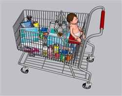 婴儿购物车商品SU模型
