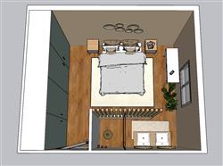 公寓卧室房间SU模型