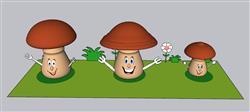 儿童蘑菇刀叉勺SU模型