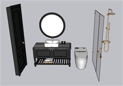 浴室柜马桶淋浴花洒草图模型(ID50075)