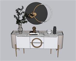 新中式边桌柜花瓶玄关柜草图模型(ID51154)