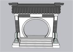 中式门头月亮门入户门草图模型(ID51243)