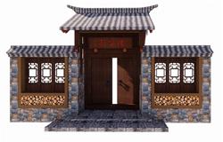 中式门头院门入户门草图模型(ID52091)